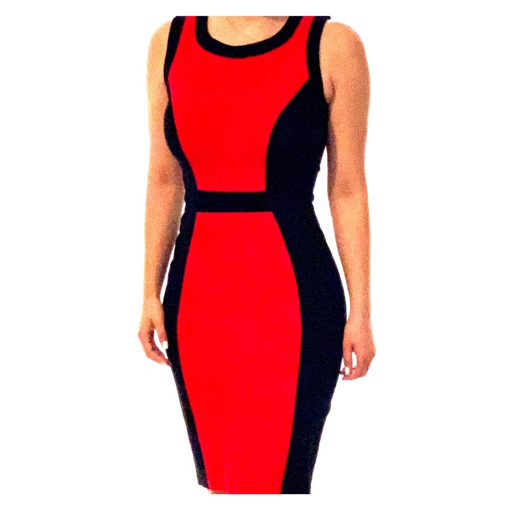 Contour red black cocktail dress